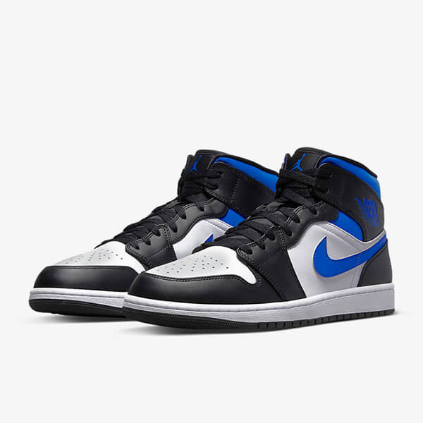 Nike Air Jordan 1 Mid White Black Racer Blue Kengät Naiset Miehet Suomi